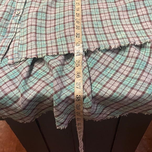 Oli & Hali Back Tiered Check Plaid Tunic High Low Dress Mint Green Boho Size L. - Picture 8 of 9